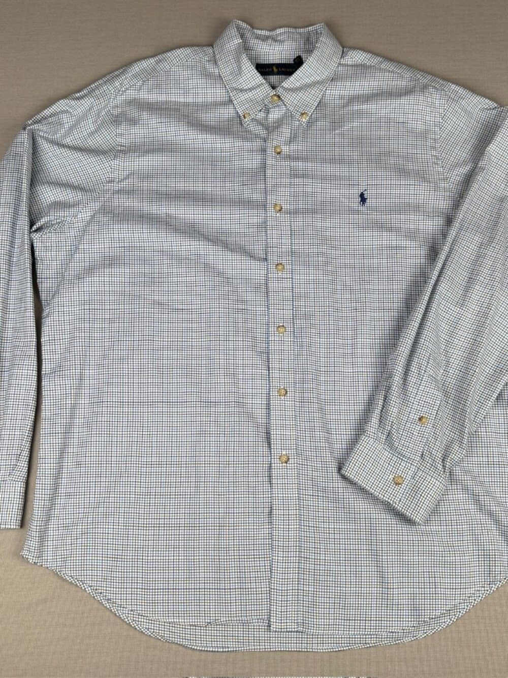 Polo Ralph Lauren Dress Shirt Button Up Down Plaid Micro Checkered XXL Oxford